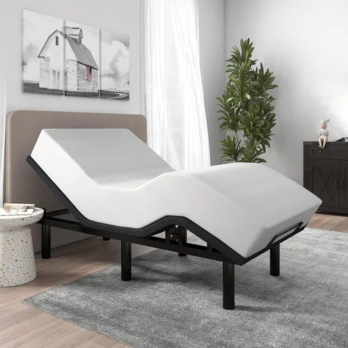 Miniatura 10 de SHA CERLIN Base de Cama Ajustable de Metal de 14 Pulgadas Tamaño Twin XL / Marco de Cama Tapizado con Articulación de Cabecera y Pie
