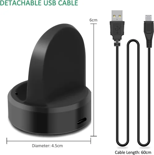 Miniatura 6 de Cargador de reloj para Samsung Gear S2, base de carga con cable de carga micro USB, para Smausng Gear S3 S2 Classic, S3 Frontier, S4 Smart Watch