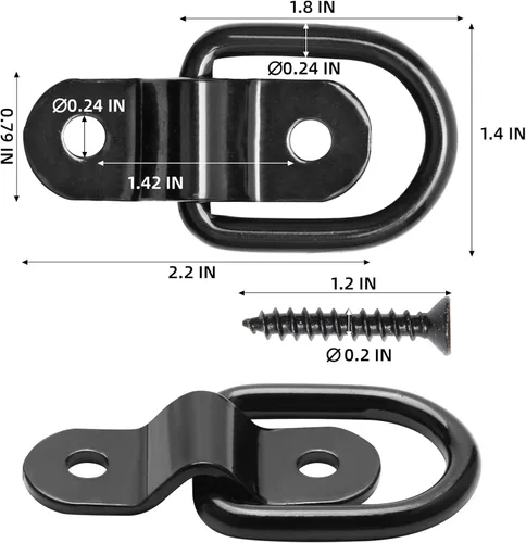 Miniatura 2 de 6 piezas de ancla de amarre con anillo en D, anillos en D resistentes de alta capacidad, anclajes de amarre de remolque de tercera