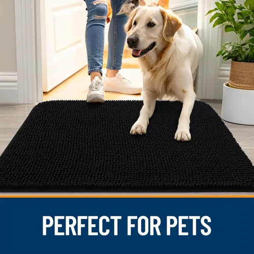 Miniatura 6 de OLANLY Tapete para puerta de perro y patas fangosas, absorbe la humedad y la suciedad, antideslizante, lavable, de felpilla de secado rápido