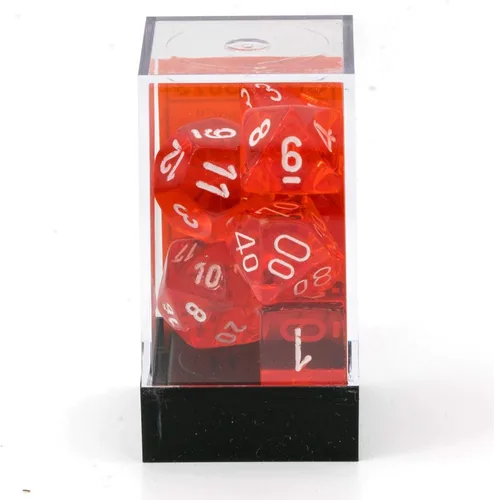 Miniatura 4 de Chessex Dados Translúcidos: 7pc Naranja/Blanco