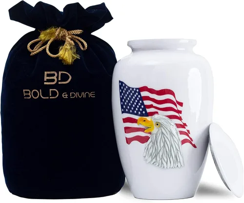 Miniatura 12 de Urnas pequeñas para cenizas humanas para adultos, hombres o mujeres, juego de 4, mini urnas decorativas de bandera estadounidense para veteranos