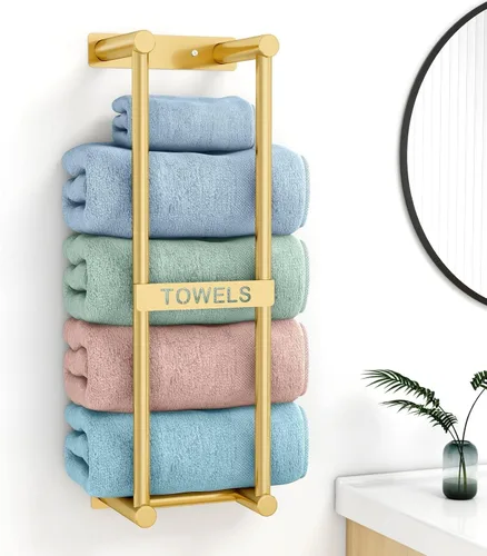 Miniatura 16 de STWWO Toallero para Baño Montado en Pared, Toallero de Pared de 22 Pulgadas para Toallas Enrolladas, Almacenamiento de Toallas para Baño Pequeño