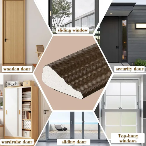 Miniatura 6 de Paquete de 3 tiras de sellado de puerta de 16.4 pies, aislamiento de espuma adhesiva para ventana para invierno, tapón de insonorización para sello