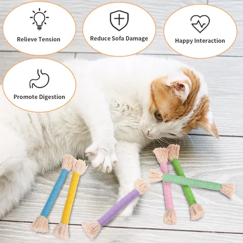 Miniatura 6 de Retro Shaw 6 piezas de juguetes para gatitos, cuerda para masticar, juguetes seguros para gatos de interior, juguete interactivo recargable