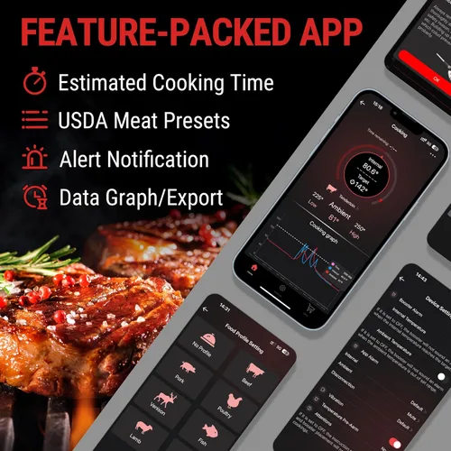 Miniatura 5 de ThermoPro TempSpike - Termómetro inalámbrico digital para carne de 500 pies, termómetro de carne Bluetooth inalámbrico para res, cordero, pollo