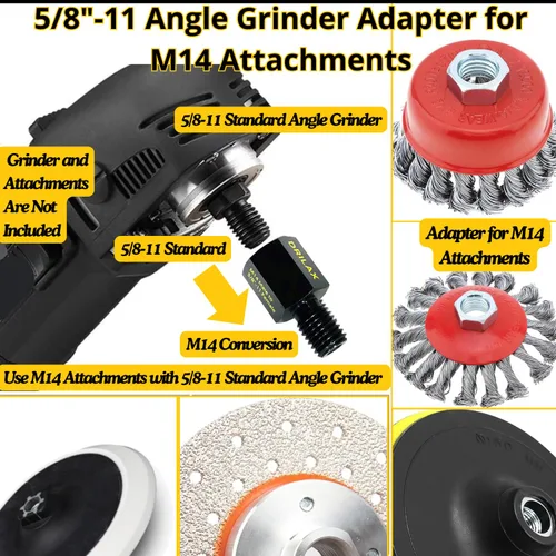 Miniatura 9 de Drilax Adaptador de amoladora angular M14 macho a 5/8-11 hembra, convertidor de rosca europeo a norteamericano para brocas de núcleo de diamante
