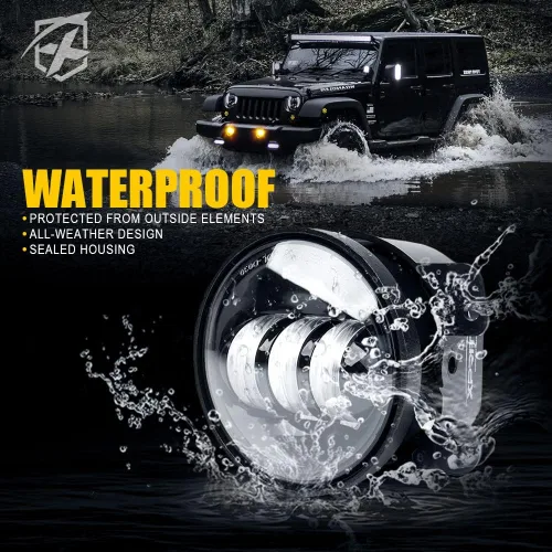 Miniatura 5 de Xprite Luz antiniebla LED ámbar de 4 pulgadas compatible con Jeep Wrangler JK Unlimited JKu 2007-2018, faros antiniebla para conducción todoterreno