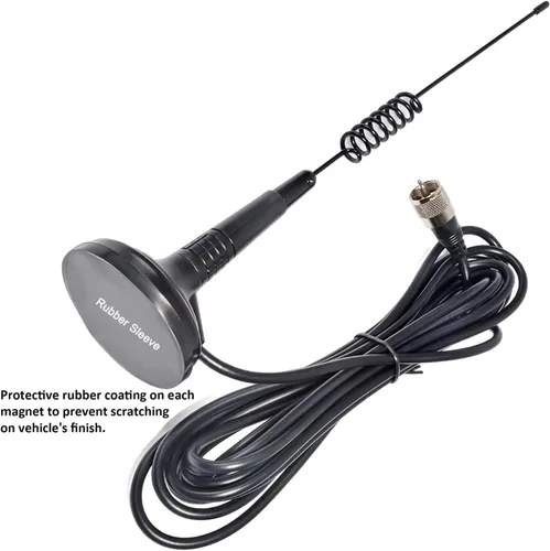 Miniatura 5 de HYS Antena CB de 27 MHz de montaje magnético – Base resistente de 2.5 pulgadas con imán fuerte, conector PL259 para radio Cobra Midland Uniden