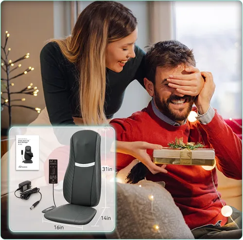 Miniatura 8 de Snailax Masajeador Shiatsu de espalda y cuello 2026 con calor, almohadilla para silla de masaje de amasamiento profundo, intensidad ajustable, cojín