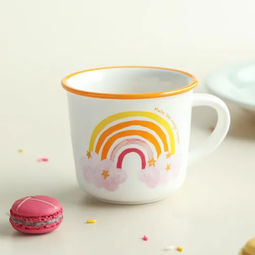 Miniatura 3 de TREEWOO Bonita Taza de Arcoíris de 12oz Buenos Días Taza de Cerámica con Asa Taza de Café Té Leche Agua Regalo para Hombres Mujeres Navidad