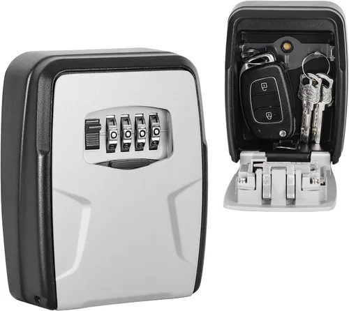 Miniatura 9 de Fayleeko Caja de bloqueo para llaves montada en la pared, capacidad para 5 llaves, caja de seguridad para interiores, exteriores, garaje, jardín