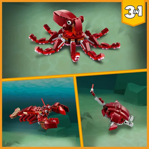 Miniatura 2 de LEGO Creator 3 en 1 Submarino de misión del tesoro hundido juguete, criaturas submarinas se transforman de pulpo a langosta a mantaraya, divertidas