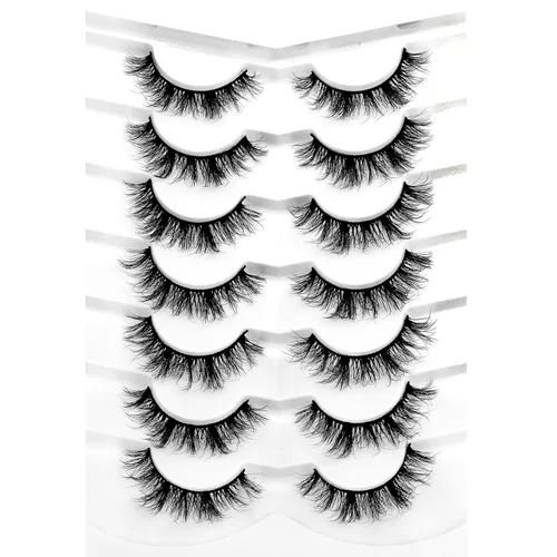 Miniatura 71 de Medias pestañas postizas con banda transparente, finas, estilo ojo de gato, naturales, cortas, pequeñas, acento 3/4, de visón sintético, tiras