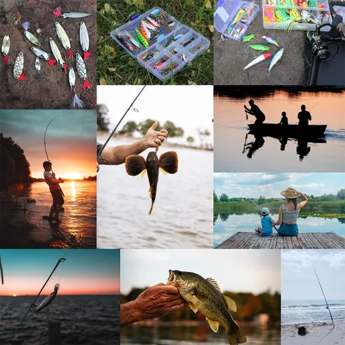Miniatura 7 de EXAURAFELIS 10/30 piezas Señuelo de pesca Spinnerbait con Ganchos Triples Plumados Señuelos de Cola de Gallo Señuelos de Cuchara para Lubina Salmón