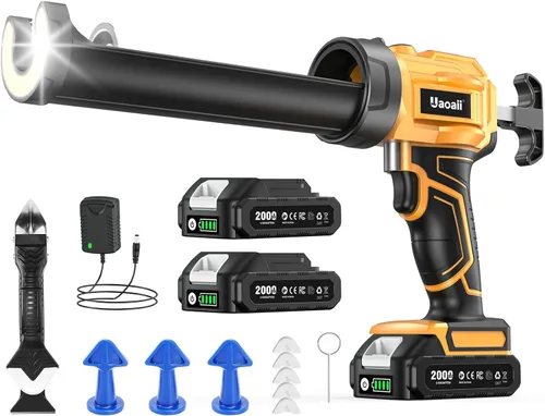 Miniatura 10 de Pistola de calafateo eléctrica Uaoaii, pistola de calafateo inalámbrica con 2 baterías de 2000mAh, 9 piezas de herramientas de calafateo