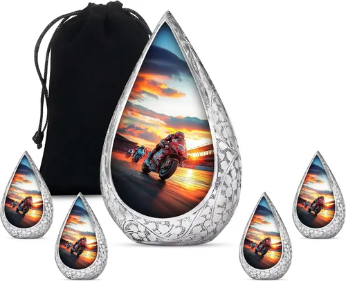 Miniatura 7 de Urnas de motocicleta para cenizas para adultos, hombres y mujeres, pequeñas urnas de recuerdo de motocicleta para cenizas de hombre, urna