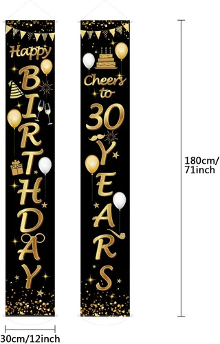 Miniatura 2 de Blulu 2 carteles decorativos de cumpleaños de 30 años para hombres y mujeres, suministros de decoración de fiesta de feliz cumpleaños de 30 años