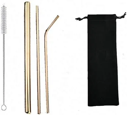 Miniatura 10 de 7 popotes de metal para beber con 2 cepillos de limpieza de 8.5 pulgadas, cuchara de barra reutilizable para café helado, bebida congelada, batidos