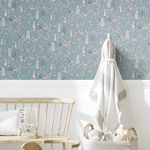 Miniatura 8 de RoomMates RMK12121RL Green Spring Forest Pals - Papel tapiz para despegar y pegar