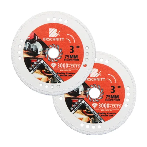Miniatura 16 de Rueda de corte de diamante, hojas de sierra de diamante soldadas al vacío de 3 pulgadas x 3/8 pulgadas para tubo de acero de metal, rueda de corte