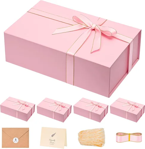 Miniatura 11 de LIFELUM Caja de regalo de 13.5 x 10 x 4 pulgadas, caja de regalo grande con tapas magnéticas, cajas de regalo negras para regalos de graduación