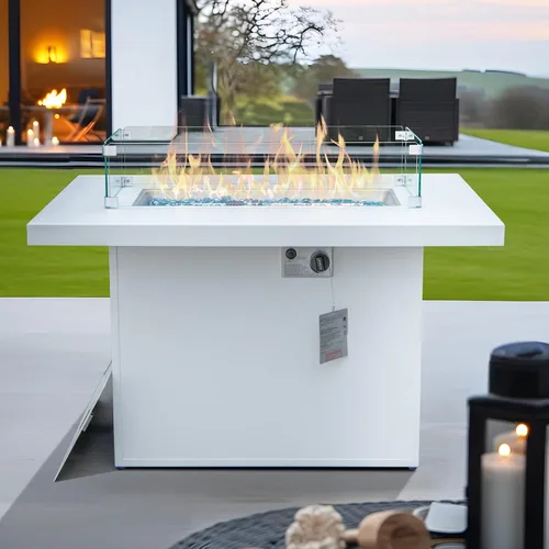 Miniatura 3 de BULEXYARD Mesa de Hoguera de Propano para Exteriores de Aluminio de 43", Mesa de Centro de Hoguera Rectangular de 60,000 BTU con Protector contra