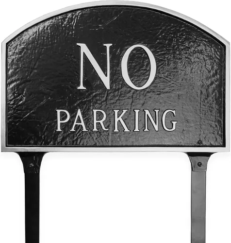 Miniatura 14 de Montague Metal Products SP-8sm-BG Placa de declaración de arco sin estacionamiento, pequeña, negra y dorada Negro/Oro