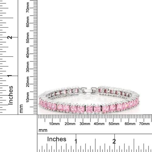Miniatura 21 de Gem Stone King Pulsera de tenis clásica de circonita cúbica de corte princesa para mujer