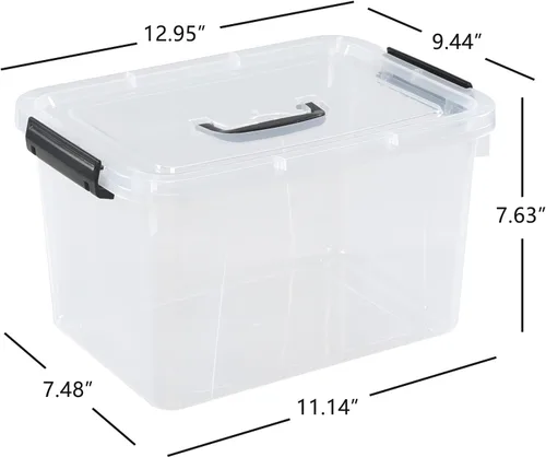 Miniatura 3 de Esdiplot - Paquete de 4 cajas de almacenamiento transparentes con tapa, 10,5 L con cierre de plástico con asas