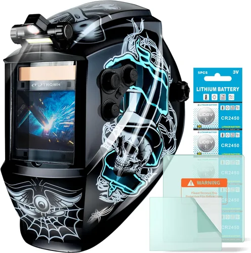 Miniatura 11 de TRQWH Welding Helmet Auto Darkening Large Viewing True Color Solar Powered Welding Mask with 4 Arc Sensor Adjustable Wide Shade Range 4~5-8/9-13