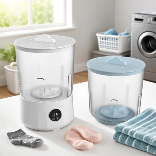 Miniatura 7 de Lavadora - Lavadora portátil Lavadoras portátiles para apartamentos Mini limpiador con 2 cubos para brasieres, calcetines, ropa de bebé, bragas