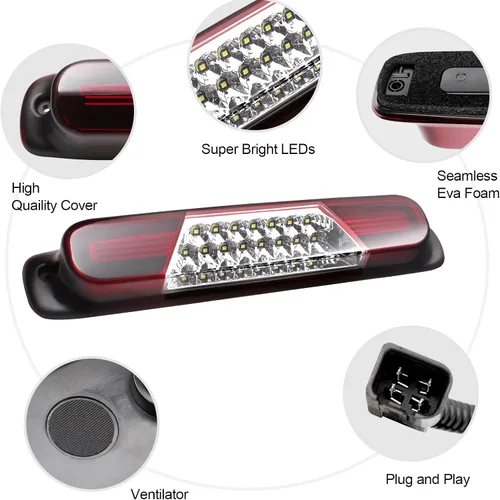 Miniatura 6 de Tercera Luz de Freno LED Compatible con Sierra Silverado 1999-2007 1500 2500 3500 HD Classic, Conjunto de Tercera Luz de Freno de Reemplazo, Luz