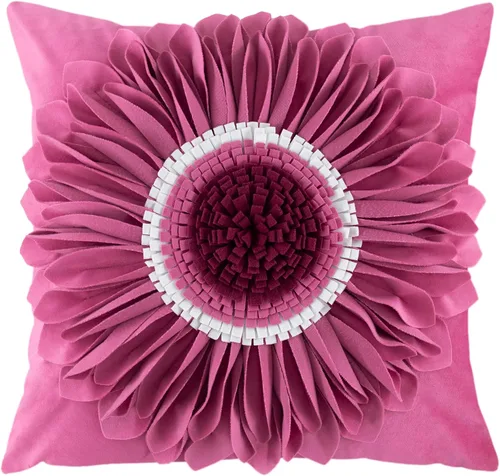 Miniatura 20 de OiseauVoler - Funda de cojín decorativa, hecha a mano, con girasol 3D, para sala de estar, hogar, cama, decoración de 18x18 pulgadas Azul-azul