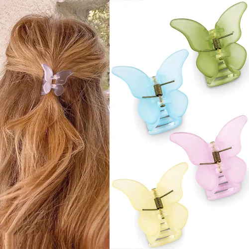 Miniatura 15 de Canitor Pinzas de mariposa para mujer, 3 piezas: pinzas para el cabello de mariposa para mujer, transparentes, perlas, cabello grueso y fino
