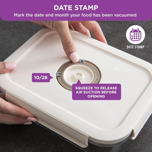 Miniatura 6 de HOLDN’ STORAGE Recipientes de almacenamiento al vacío para alimentos, juego de 4 recipientes de compartimentos y bomba electrónica - Mantenga