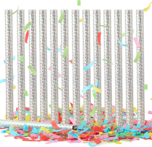 Miniatura 13 de BATTIFE Paquete de 7 varitas de confeti, palitos de papel de seda de colores, disparos de confeti para bodas, celebraciones, aniversarios, Colorido