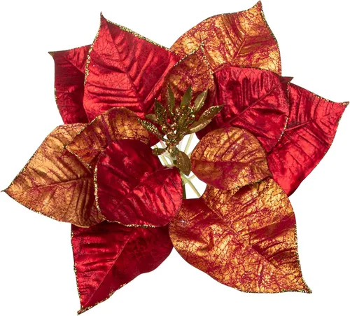Miniatura 30 de Briful Flores de Pascua con Purpurina Navideñas de Cabezas Grandes de 12 Pulgadas Adornos para Árbol de Navidad Juego de 4 Flores Artificiales