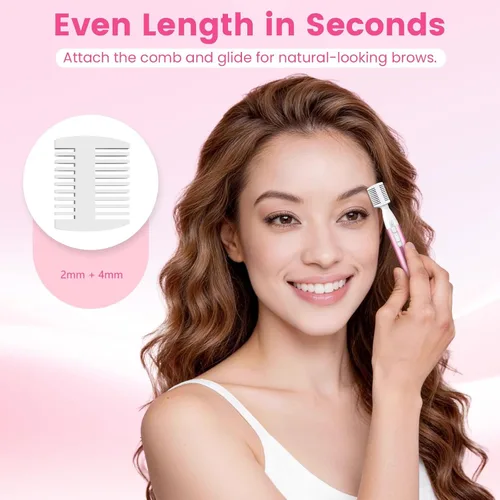 Miniatura 4 de Recortador de cejas mejorado, maquinilla de afeitar eléctrica de precisión para mujer, removedor de vello facial operado por batería con peine, sin
