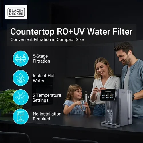 Miniatura 2 de BLACK+DECKER Filtro de agua RO+UV para encimera Agua caliente y ambiental Sistema de filtración de 5 etapas con remineralización Probado por
