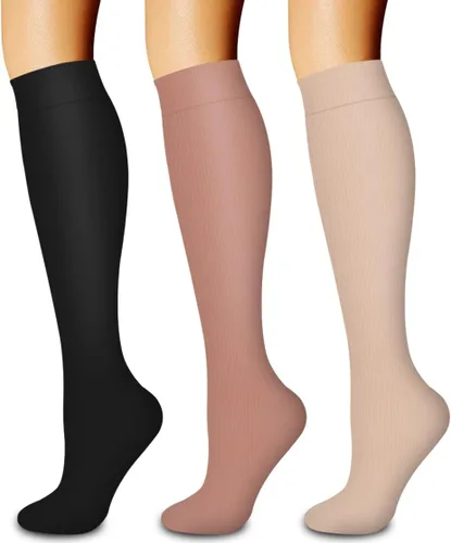 Miniatura 124 de Paquete de 3 pares de calcetines de compresión médica para mejorar la circulación de mujeres y hombres, para correr, hacer deporte y amamantar