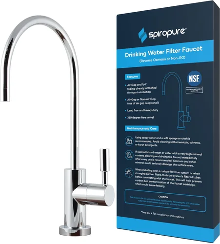 Miniatura 10 de SpiroPure Grifo RO de aire sin plomo certificado NSF, oro cepillado/bronce/latón, grifo de filtro de agua de reemplazo de ósmosis inversa, grifo