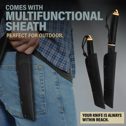 Miniatura 5 de Tanto Cuchillo con funda, más de 3 colores, hoja pulida de espejo de espiga completa fija de 5.9 pulgadas, cuchillos tácticos geniales con mango