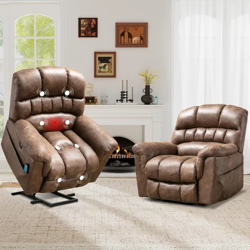 Miniatura 14 de HAOMARKETS Sillón reclinable de elevación eléctrica de gran tamaño con masaje y calor para personas mayores, silla reclinable de elevación eléctrica