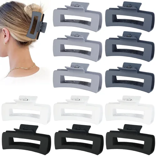 Miniatura 17 de Sisiaipu Accesorios para el cabello grandes de 4.1 pulgadas, 12 pinzas cuadradas grandes para cabello grueso, clips a granel jumbo para mujeres