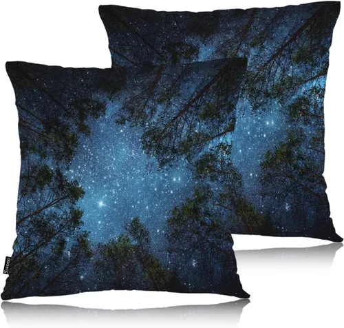 Miniatura 29 de Swono Juego de 2 fundas de almohada de 18 x 18 pulgadas, diseño floral abstracto, fundas de almohada decorativas para interiores y exteriores, sofá