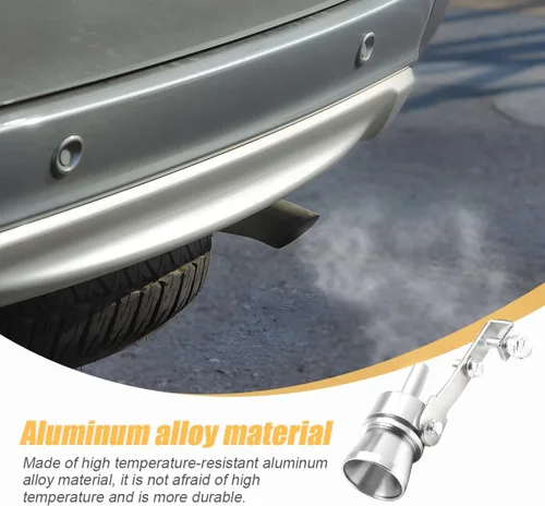 Miniatura 3 de 2 piezas de simulador de silbato de sonido turbo, resonador de válvula de soplado de aleación de aluminio para escape de auto, silbato de cola