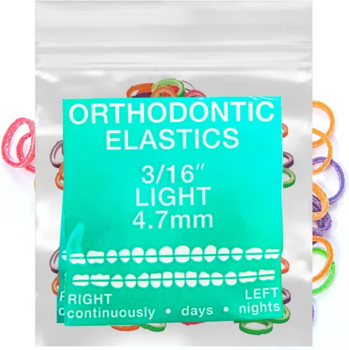 Miniatura 15 de Gomas elásticas de látex neón 100 unidades Bandas elásticas ortodónticas Bandas de goma dentales para uso intraoral Fabricadas en EE. UU. Ligeras