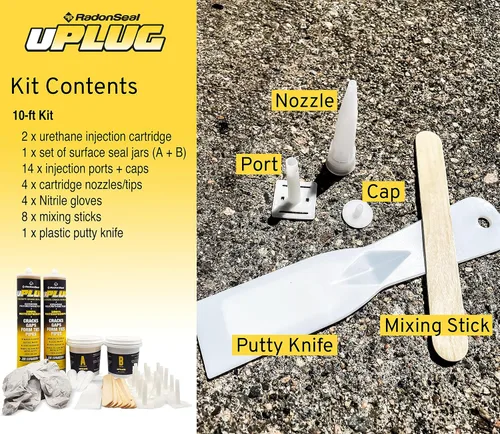Miniatura 7 de uPlug - Kit de reparación de grietas de base (10 pies) – Espuma de inyección de poliuretano para fugas de grietas en la pared del sótano – Fácil