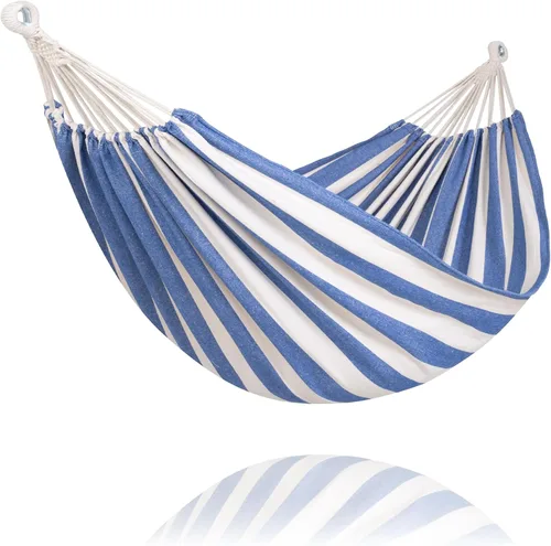 Miniatura 25 de SUNCREAT Hamaca de camping de lona para 2 personas, hamaca doble de viaje, capacidad de 475 libras, natural